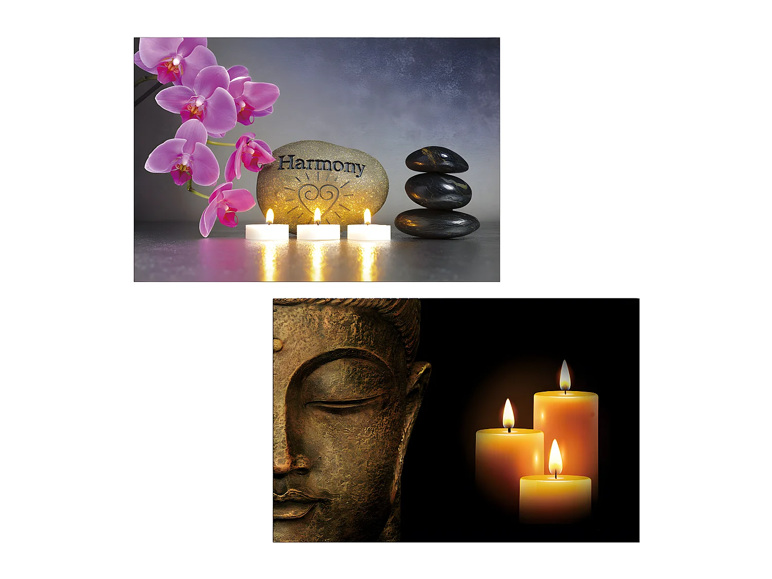 LED-Bild Buddha flackernd (2er Set), Buddha + flackernd