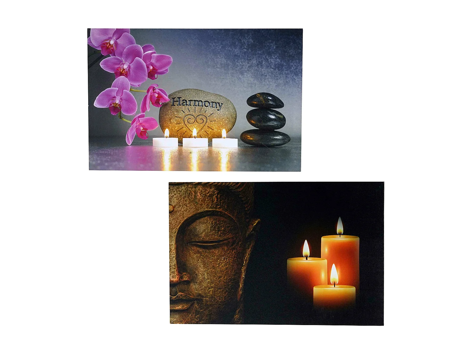 LED-Bild Buddha flackernd (2er Set), Buddha + flackernd