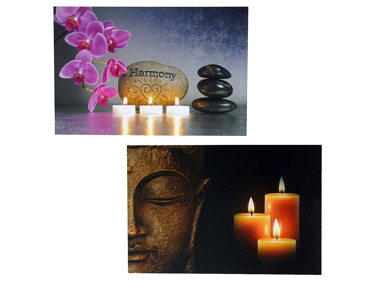 LED-Bild Buddha flackernd (2er Set), Buddha + flackernd
