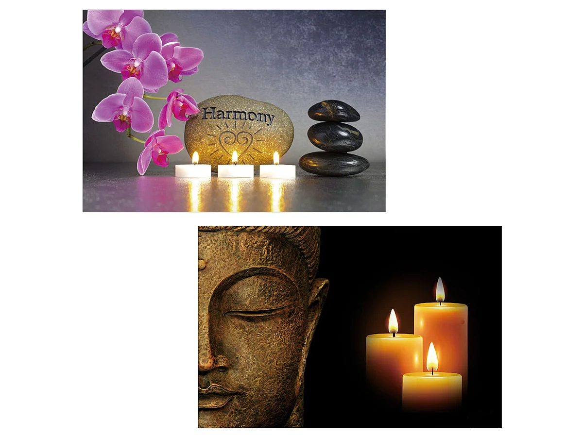 LED-Bild Buddha flackernd (2er Set), Buddha + flackernd