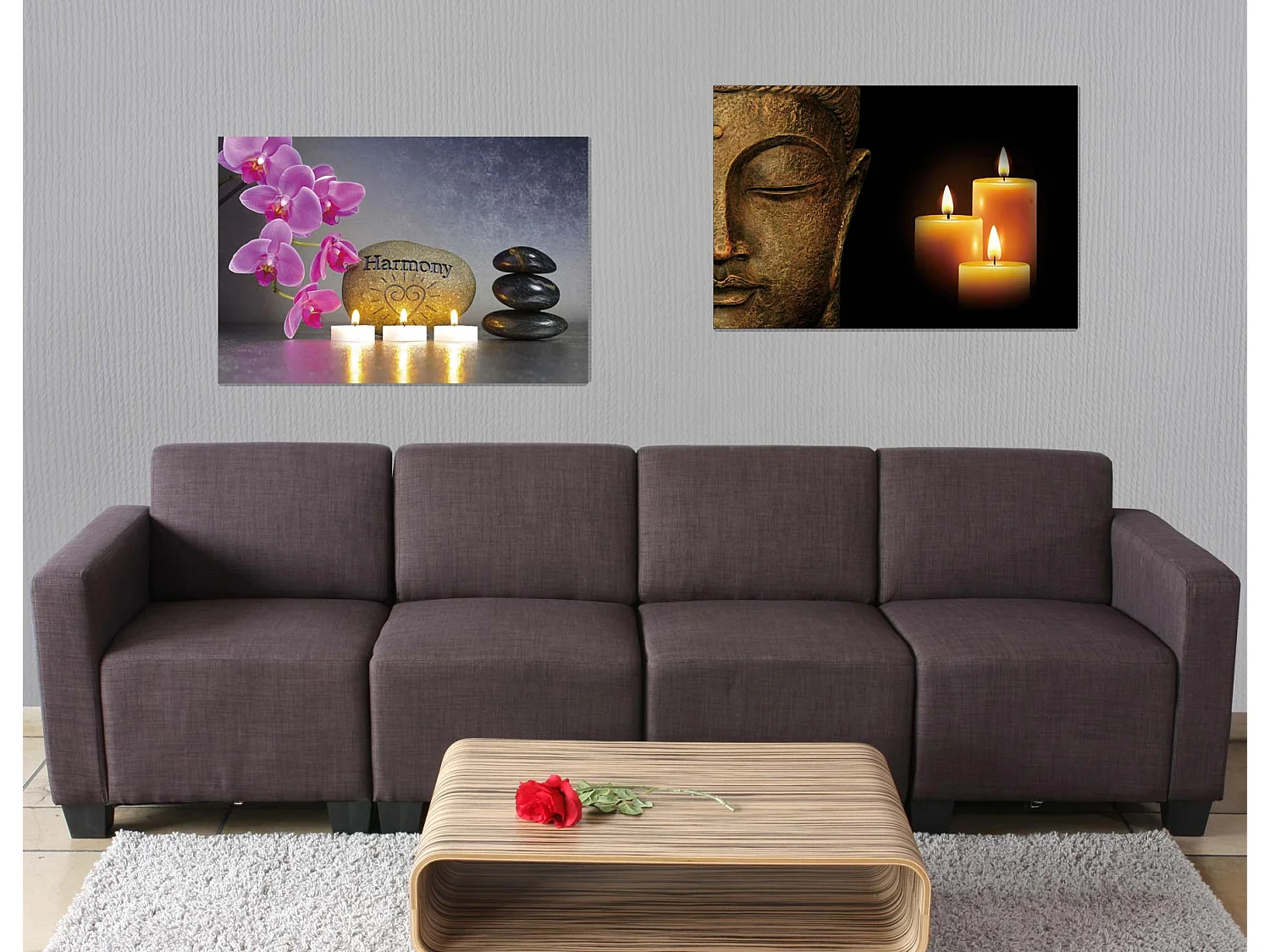 LED-Bild Buddha flackernd (2er Set), Buddha + flackernd