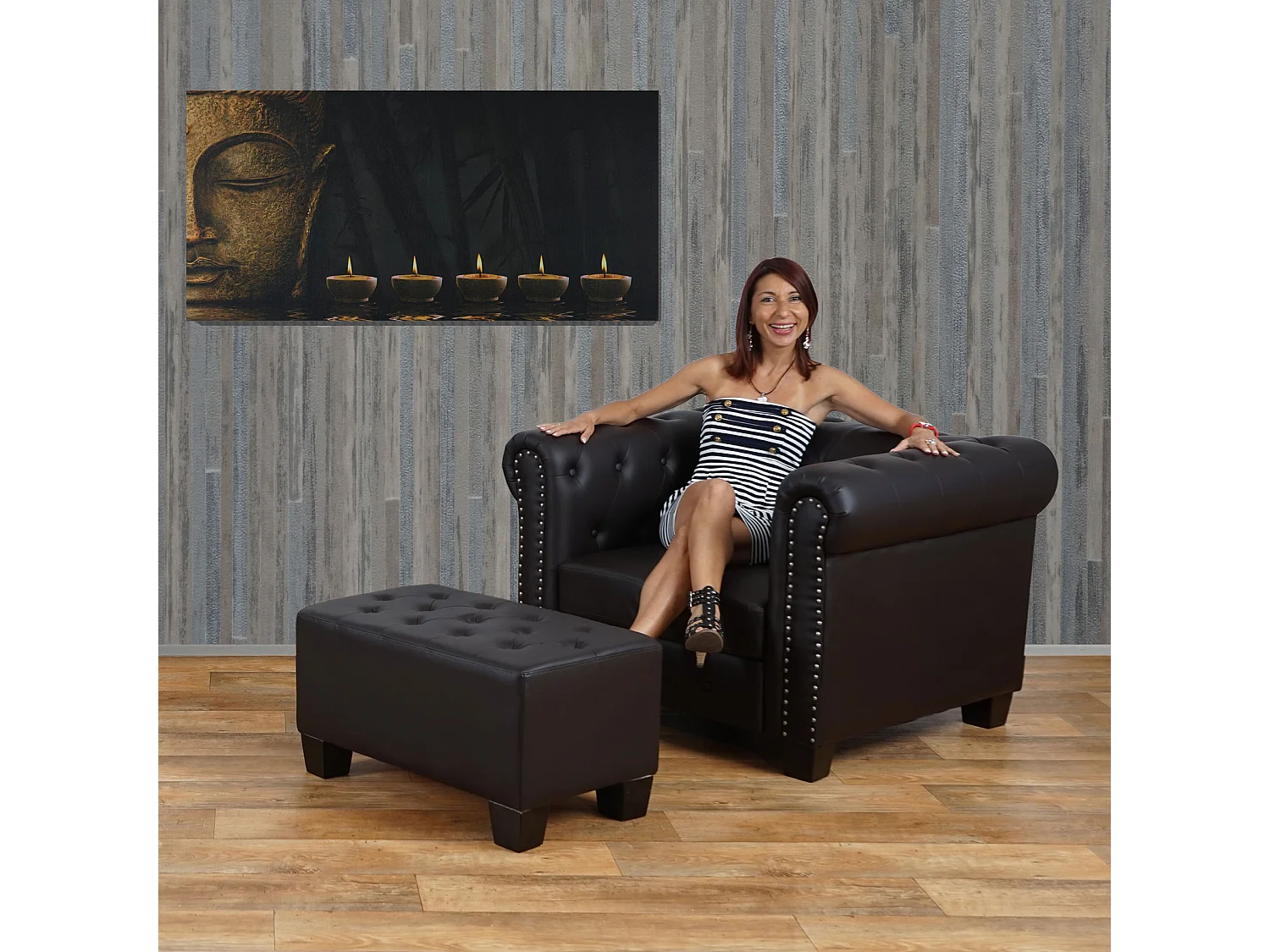 LED-Bild Buddha flackernd, 110x55cm Buddha, flackernd