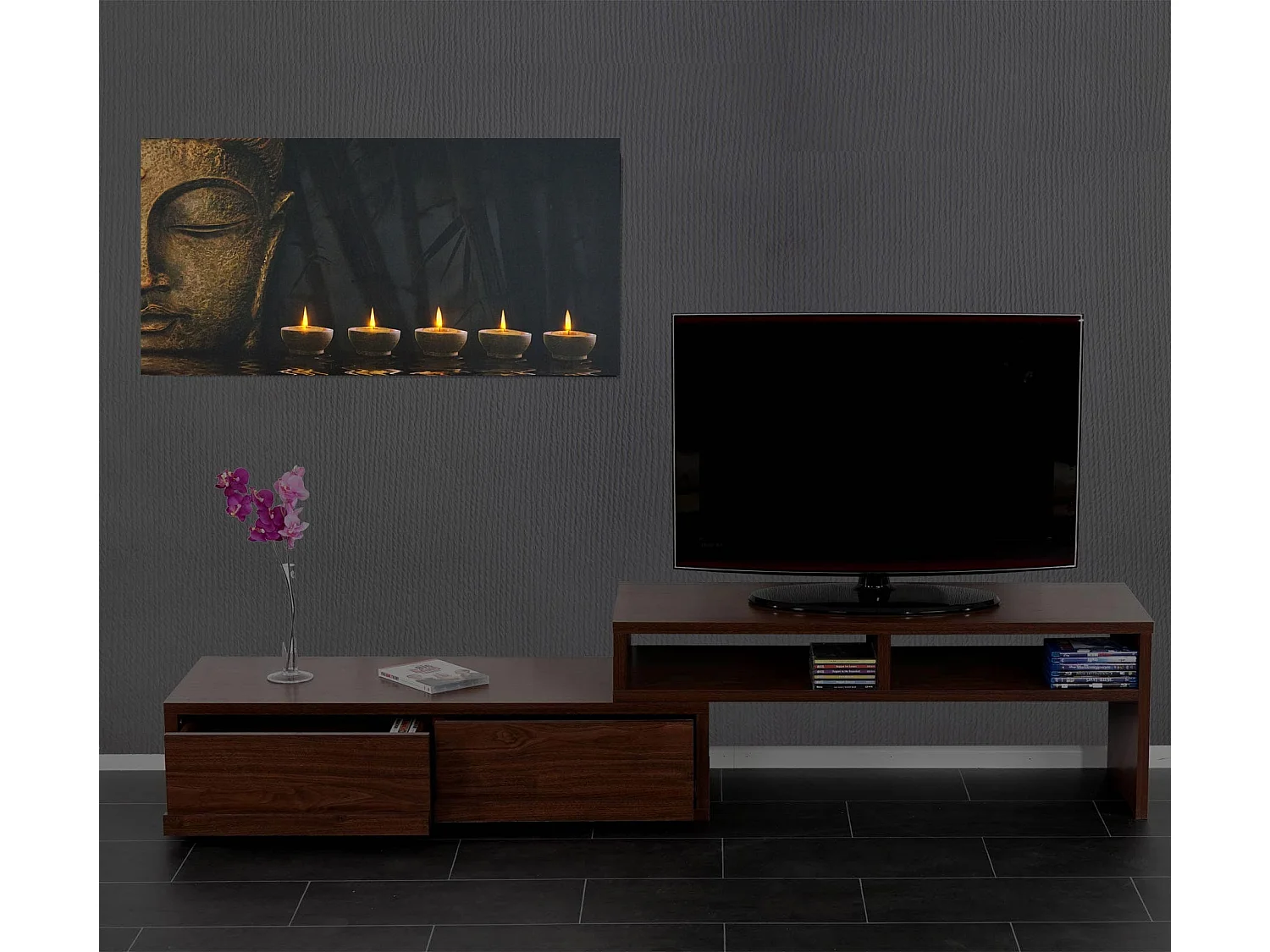 LED-Bild Buddha flackernd, 110x55cm Buddha, flackernd