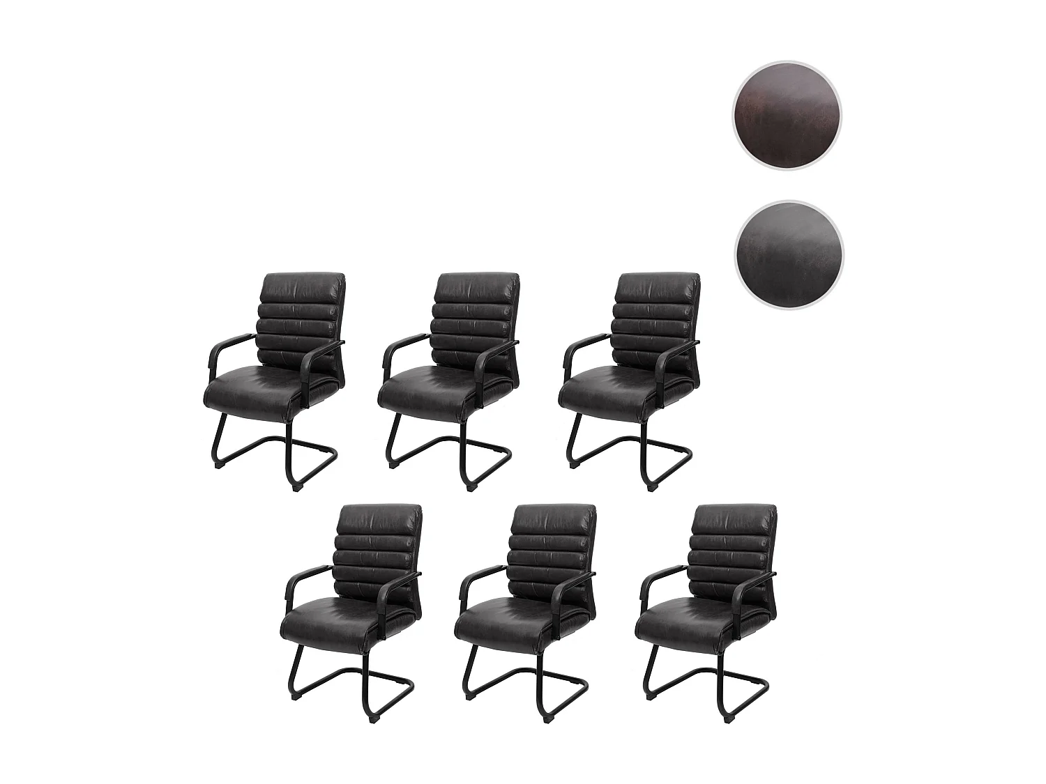 Conferentiestoel MCW-H31 (set van 6),  kunstleer zwart