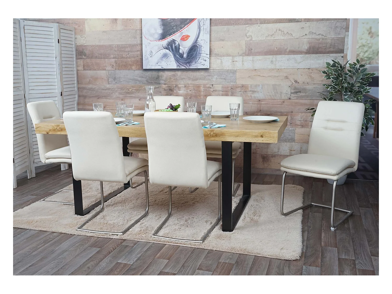 Krzesło do jadalni MCW-H70 (zestaw 6 sztuk),  kremowo-beżowy
