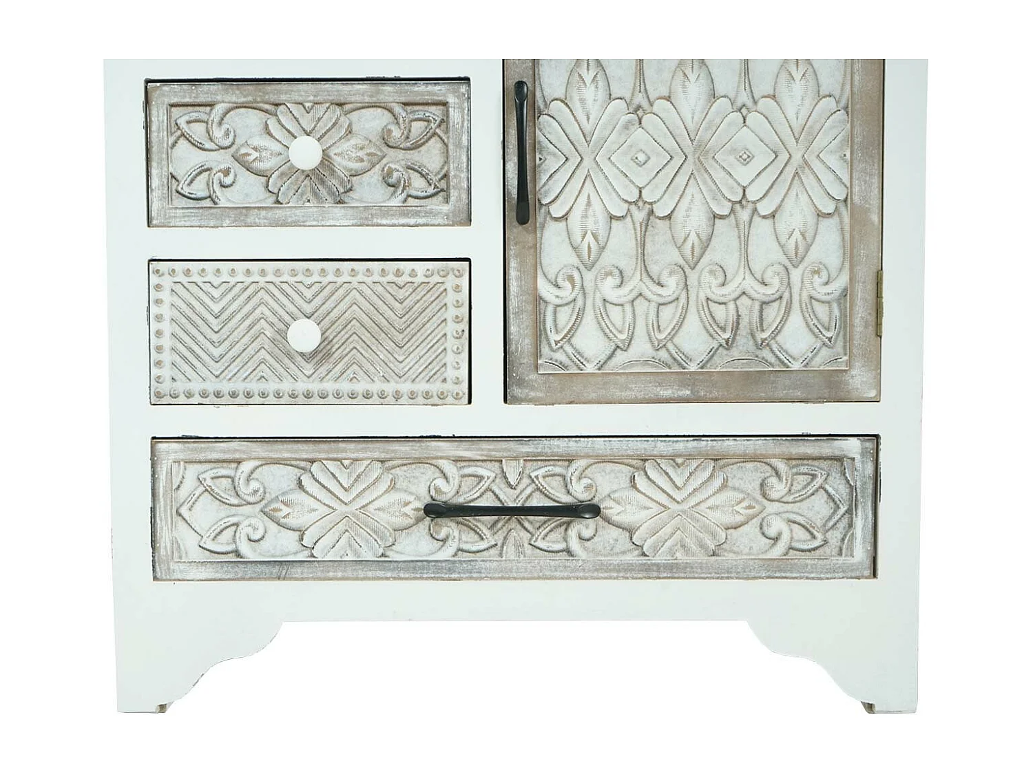 Komoda MCW-J48, Komoda apteczna MCW-J48, komoda z szufladami, drewniane szuflady, shabby look vintage 150x81x40cm, biało-brązowa