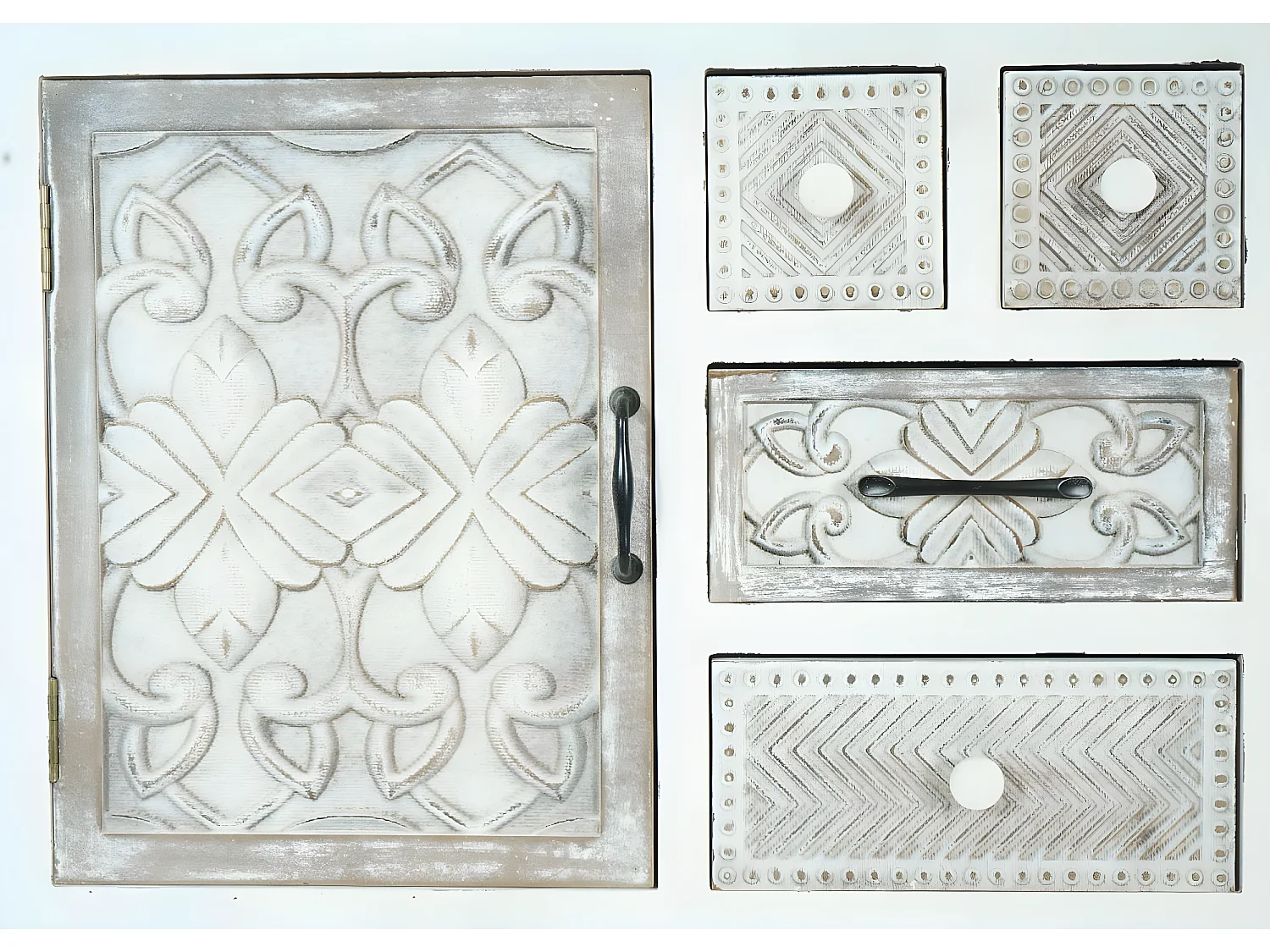 Komoda MCW-J48, Komoda apteczna MCW-J48, komoda z szufladami, drewniane szuflady, shabby look vintage 150x81x40cm, biało-brązowa