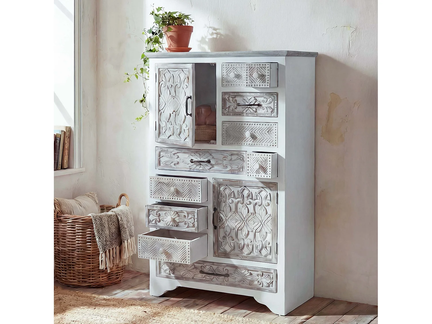 Kommode MCW-J48, Weiß-braun