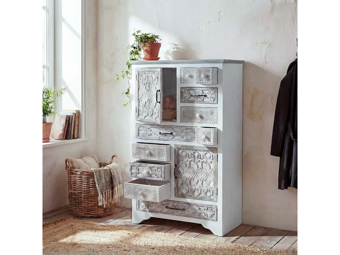 Kommode MCW-J48, Weiß-braun