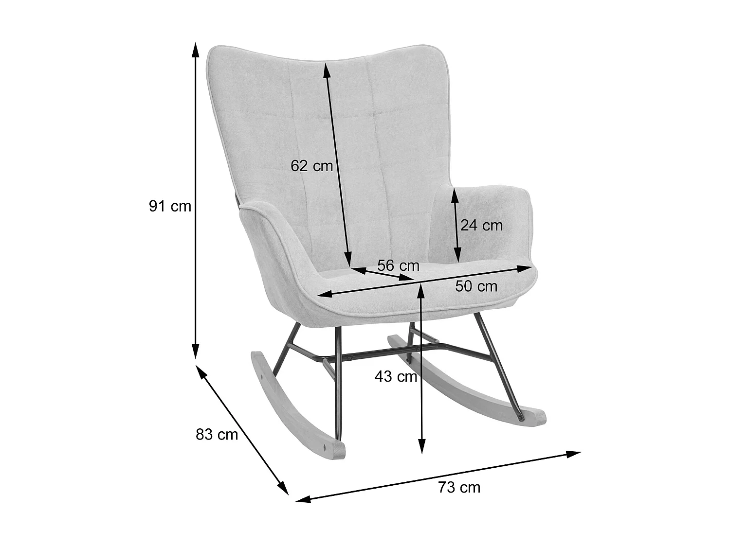 Fotel bujany MCW-K36,  szary