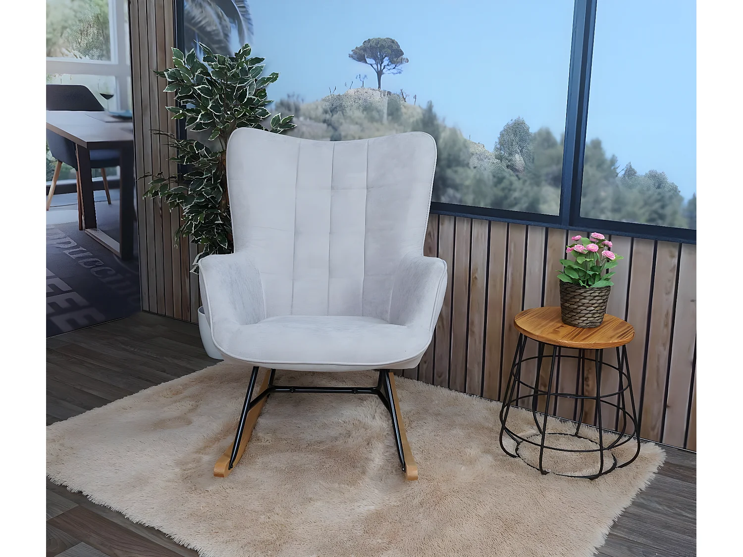 Fotel bujany MCW-K36,  szary