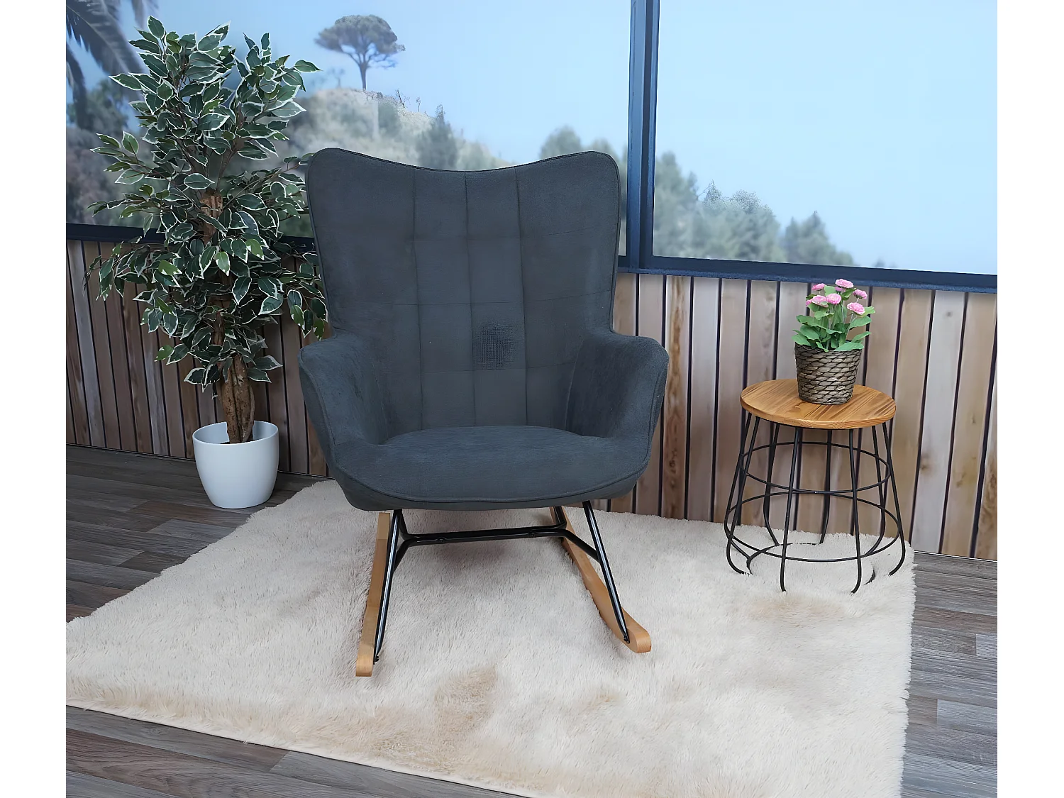 Fotel bujany MCW-K36,  antracyt