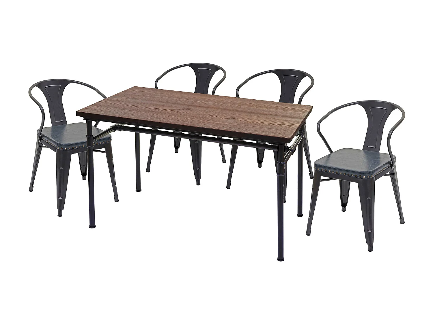 Esszimmer-Set MCW-H10 (5-teilig), Grau