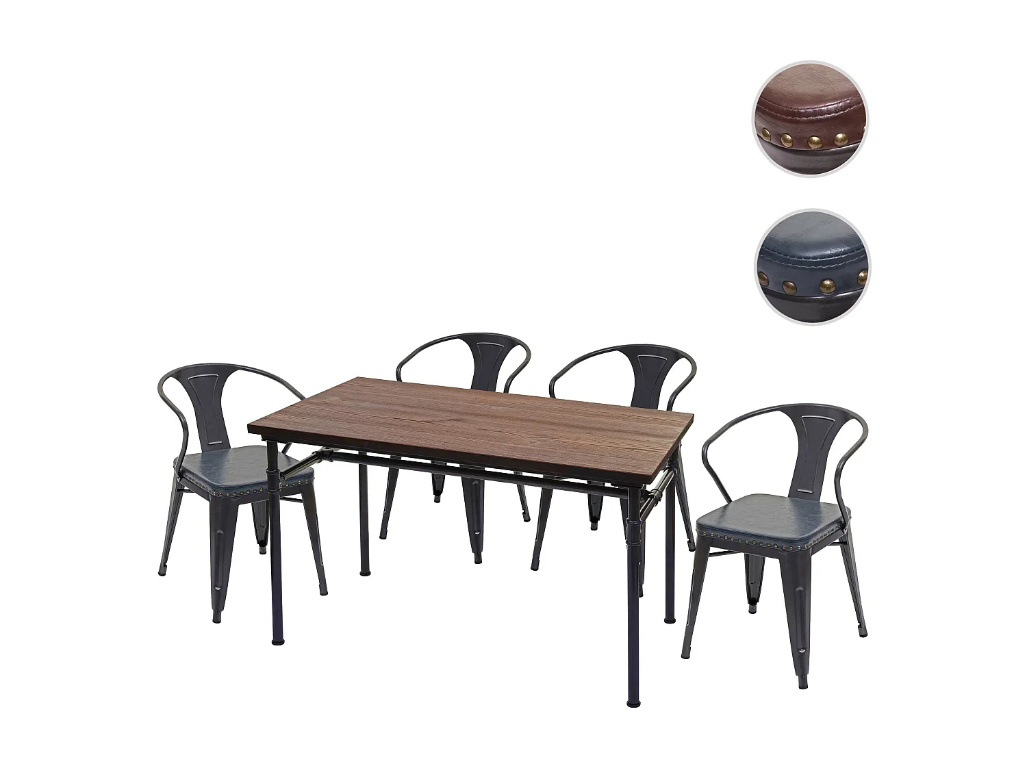 Esszimmer-Set MCW-H10 (5-teilig), Grau