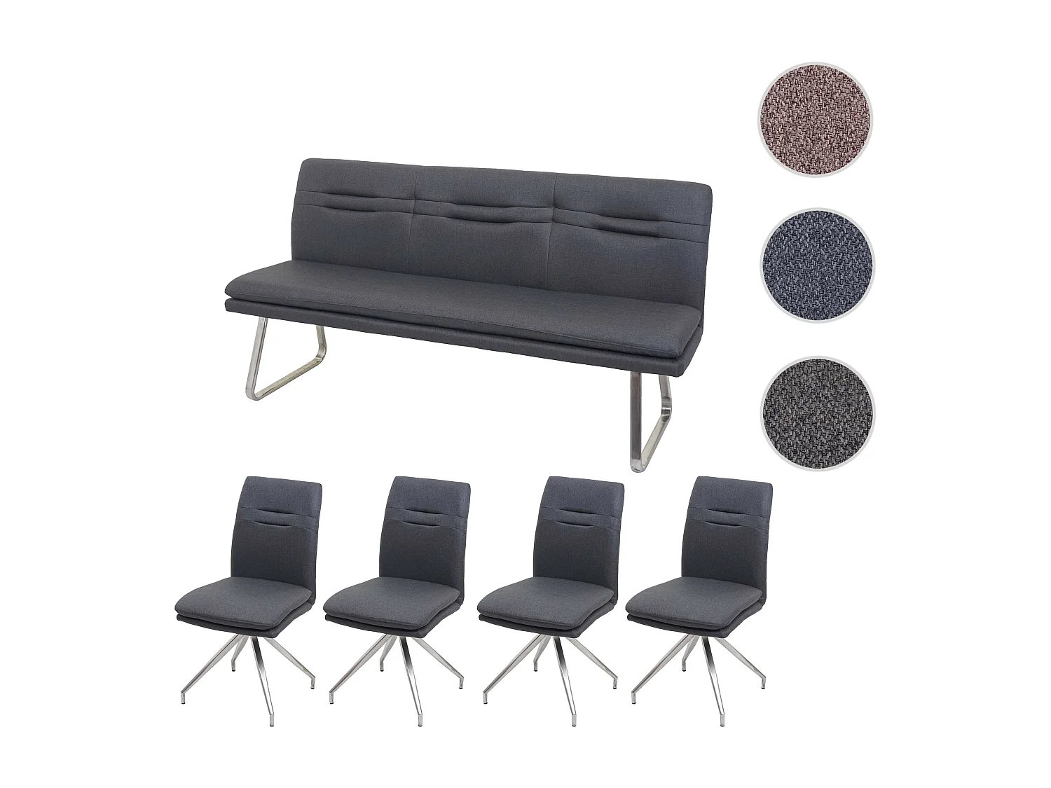 Esszimmer-Set MCW-H70, Dunkelgrau 180cm