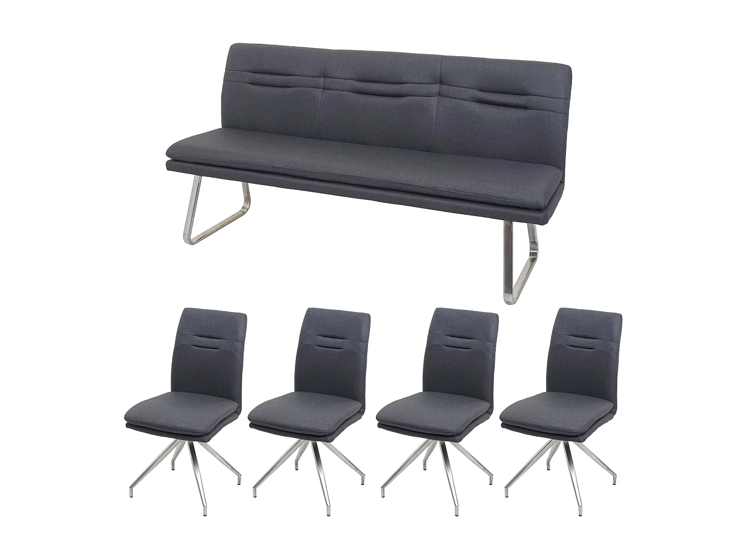 Esszimmer-Set MCW-H70, Dunkelgrau 180cm
