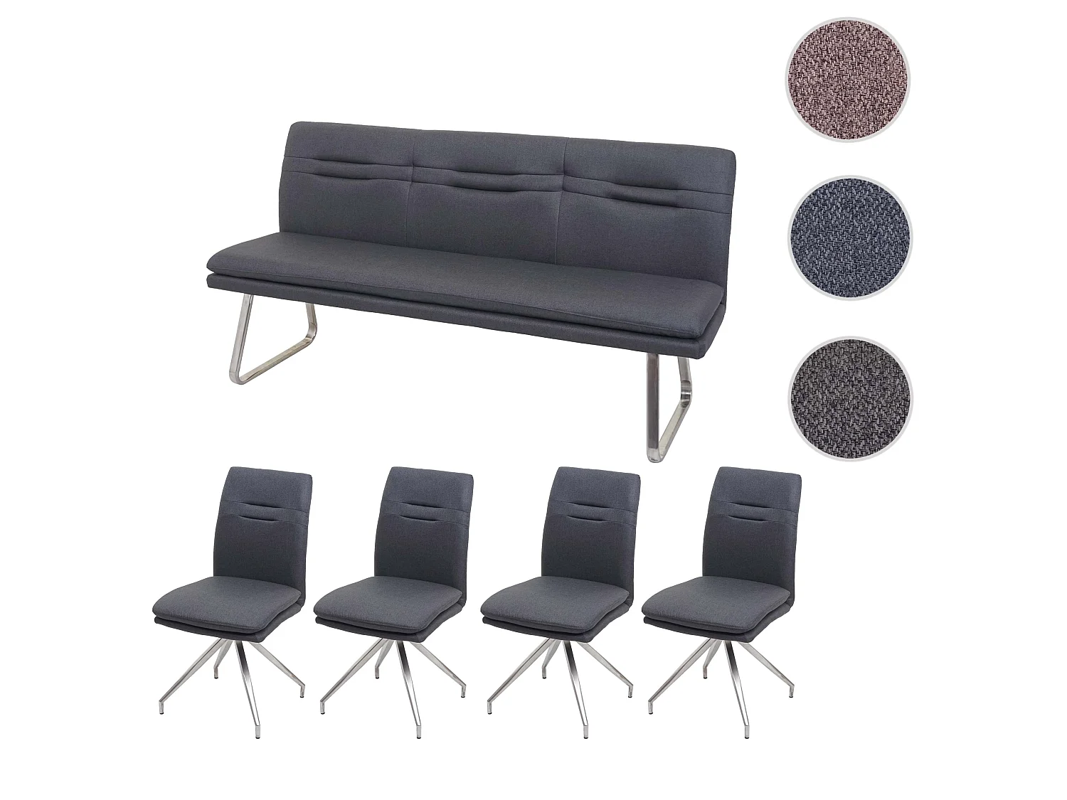 Esszimmer-Set MCW-H70, Dunkelgrau 180cm