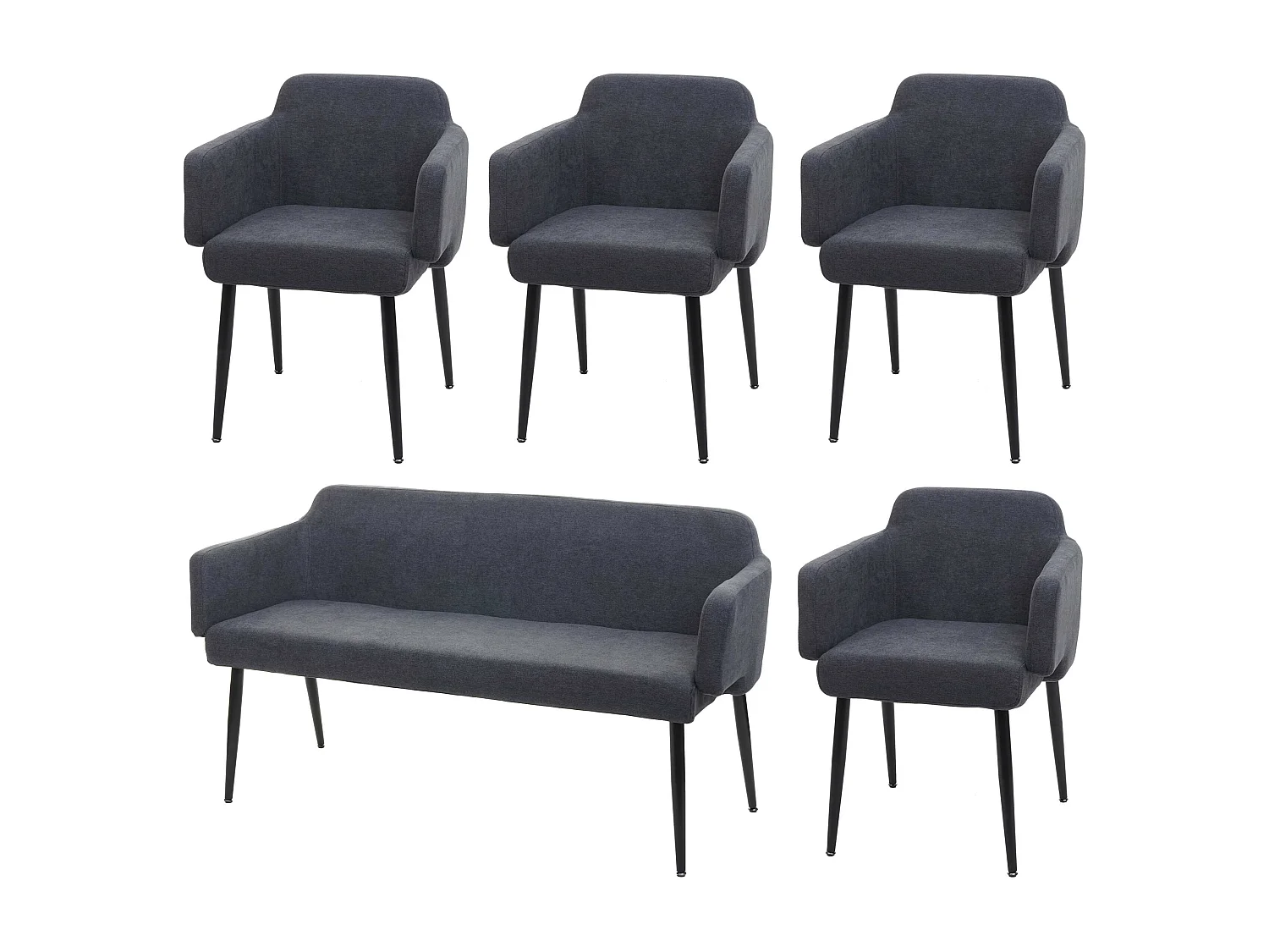 Esszimmer-Set MCW-L13 (5-teilig), Anthrazit