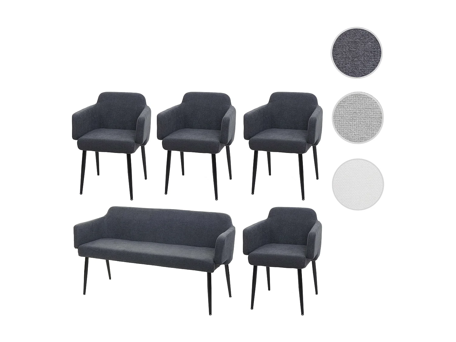 Esszimmer-Set MCW-L13 (5-teilig), Anthrazit