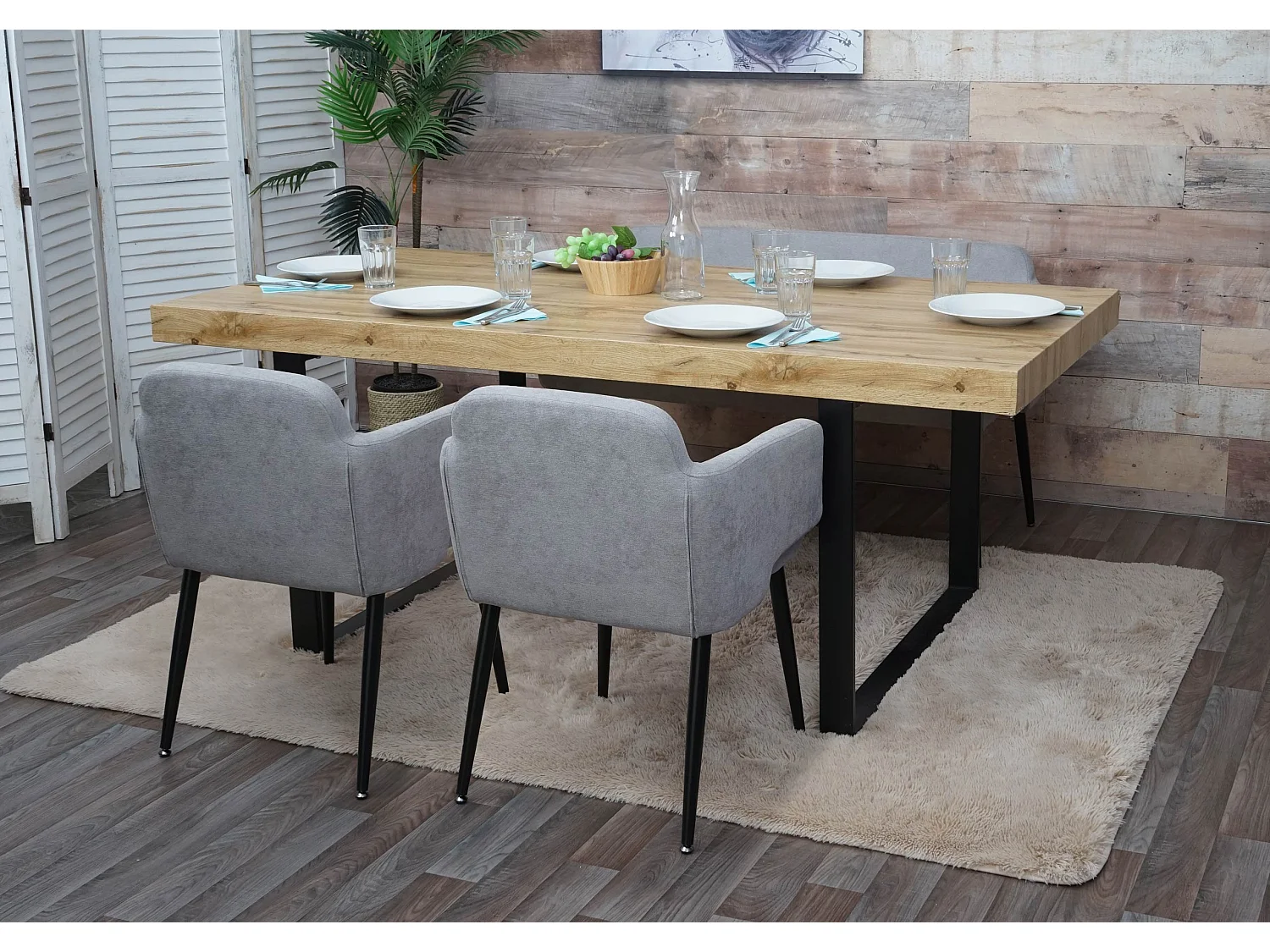 Esszimmer-Set MCW-L13 (3-teilig), Grau