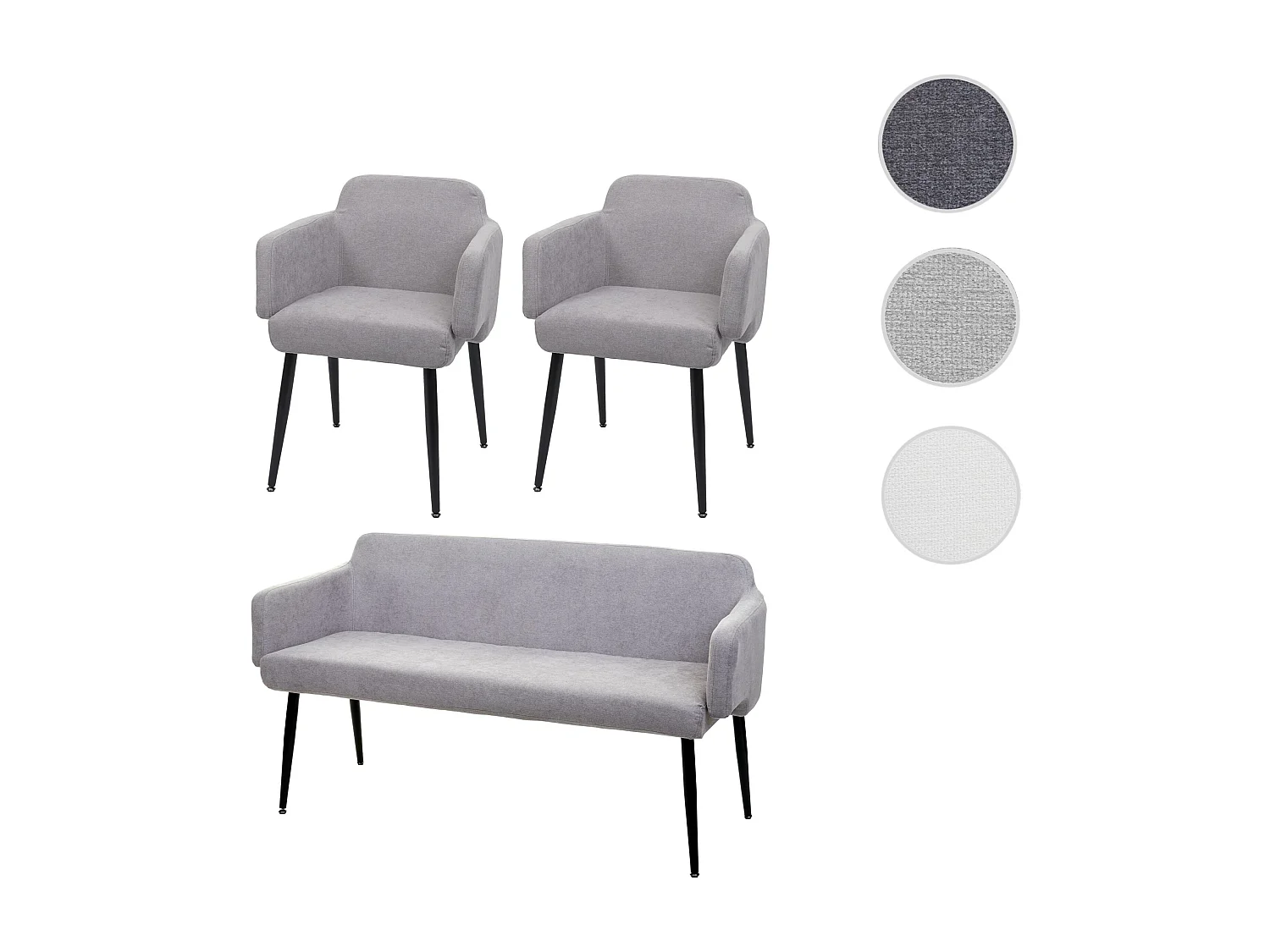 Esszimmer-Set MCW-L13 (3-teilig), Grau