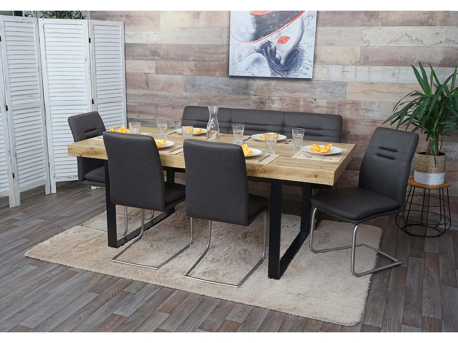 Zestaw do jadalni MCW-H70,  szaro-brązowy 160cm