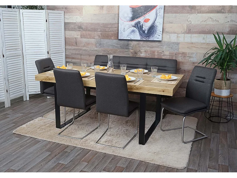 Esszimmer-Set MCW-H70, Grau-braun 160cm