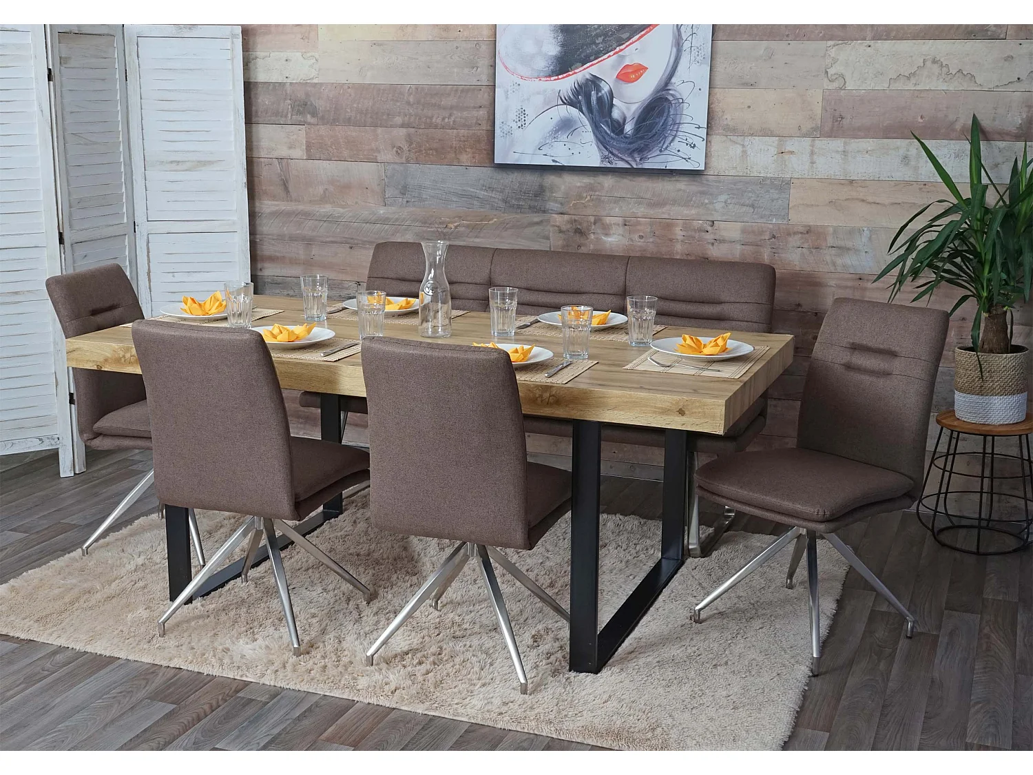 Eetkamer set MCW-H70,  bruin 160cm