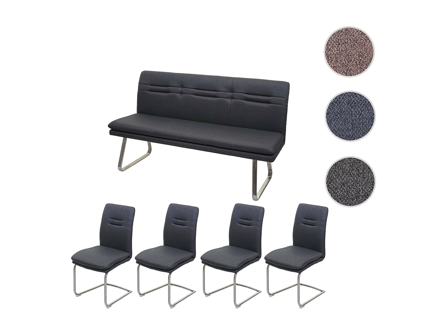 Eetkamer-set MCW-H70,  donkergrijs 160cm