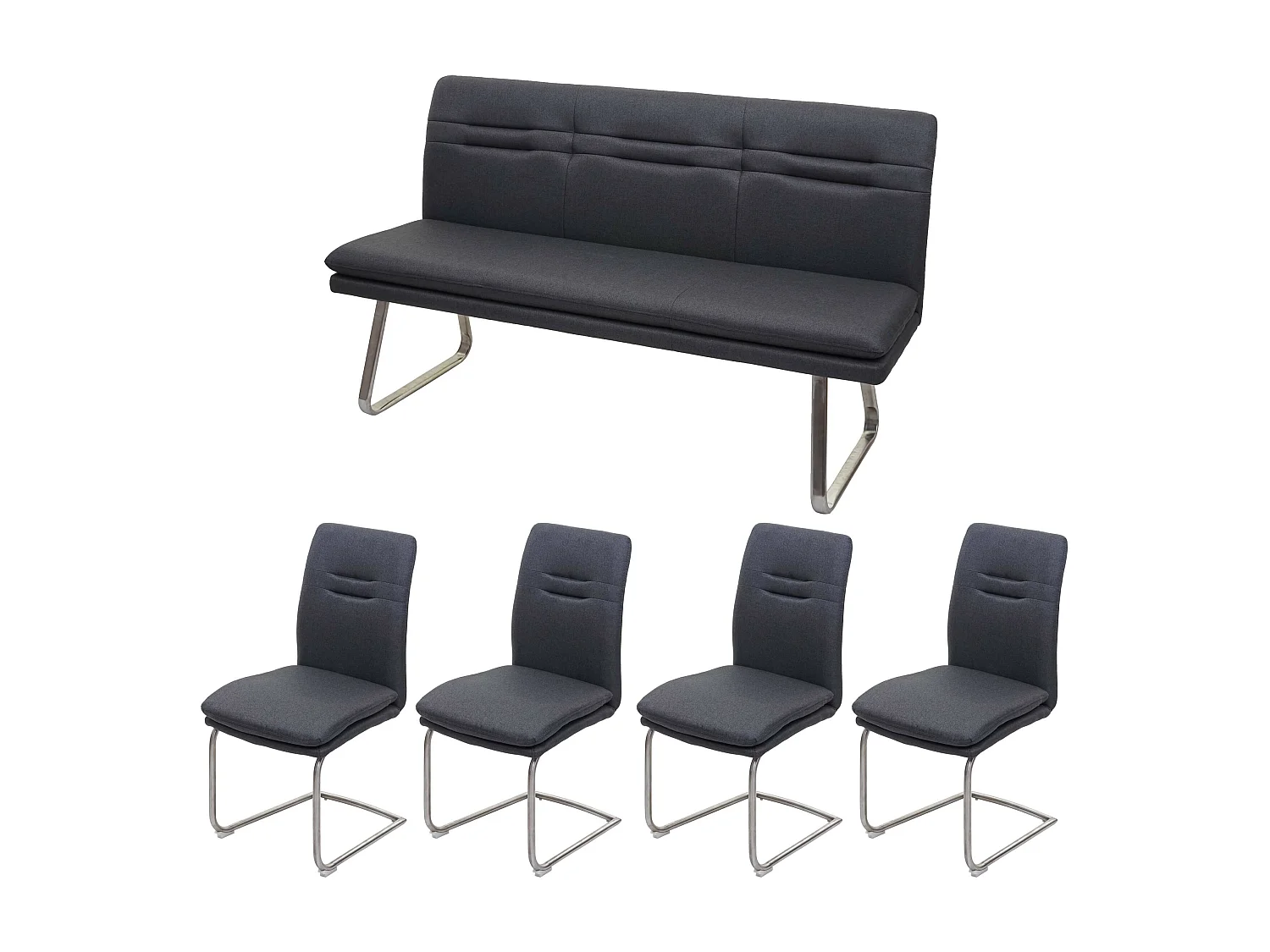 Esszimmer-Set MCW-H70, Dunkelgrau 160cm