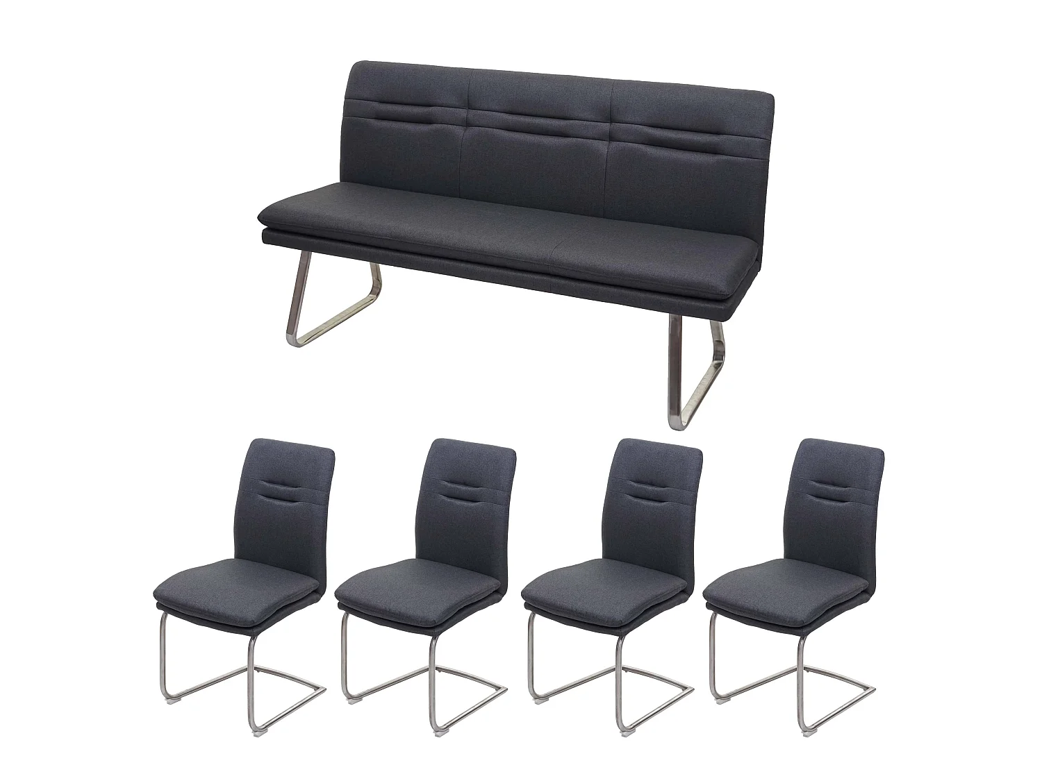 Esszimmer-Set MCW-H70, Dunkelgrau 160cm