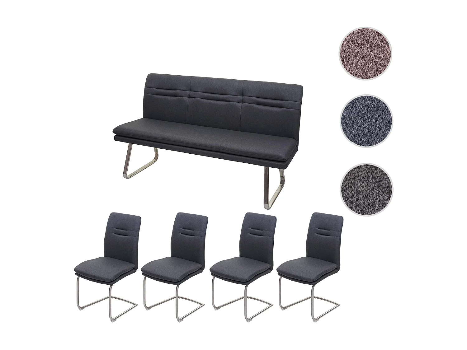 Esszimmer-Set MCW-H70, Dunkelgrau 160cm