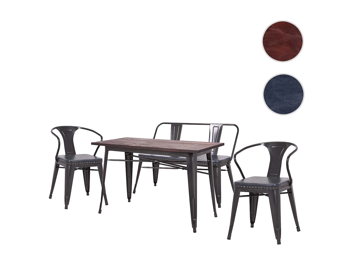 Esszimmer-Set MCW-H10 (4-teilig), Grau