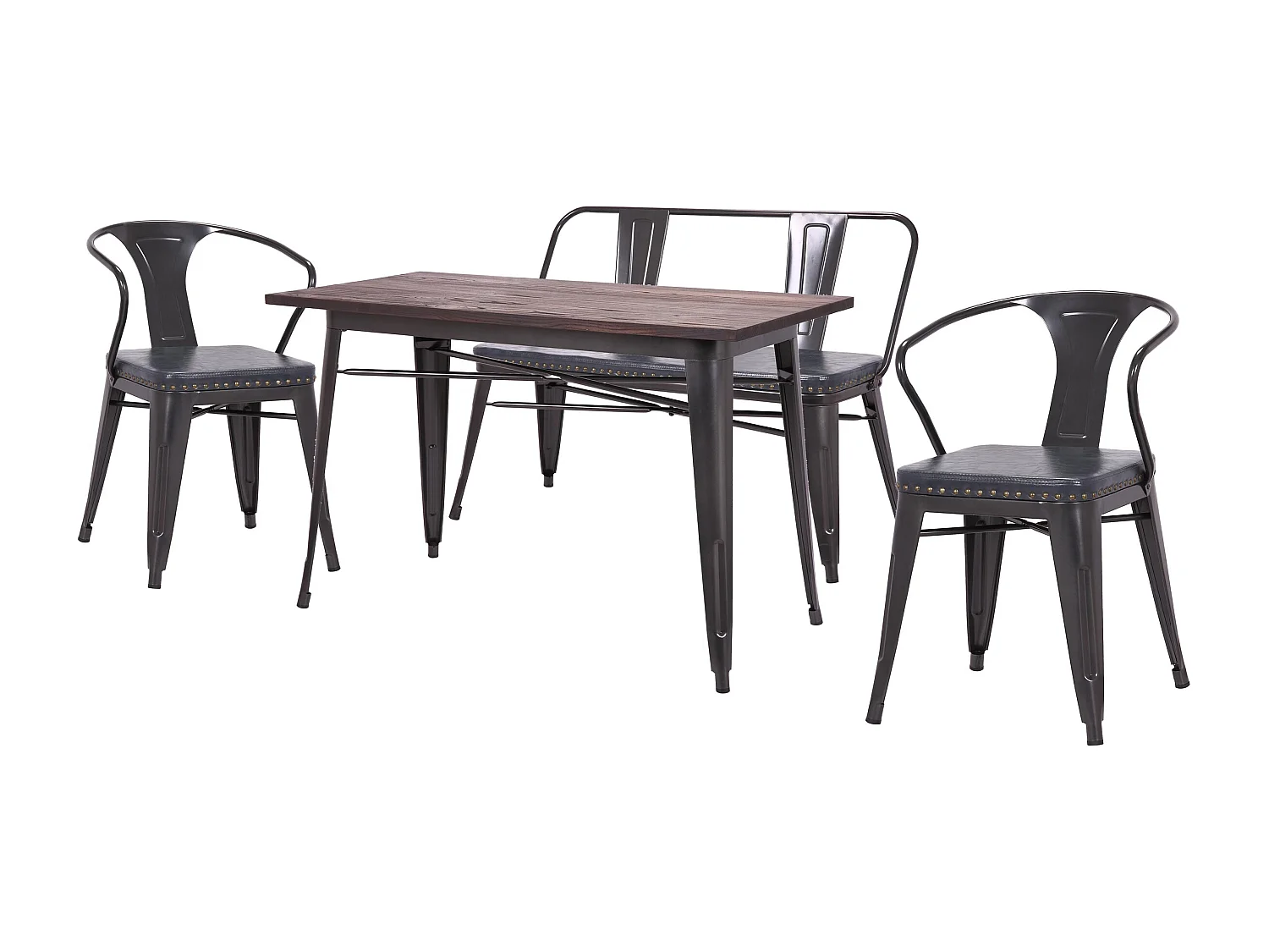 Esszimmer-Set MCW-H10 (4-teilig), Grau