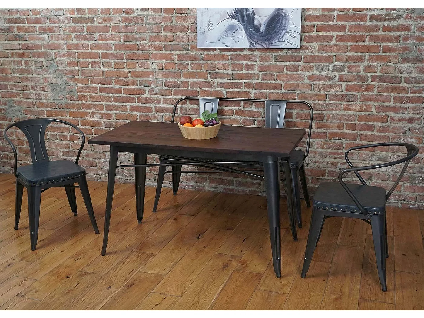 Esszimmer-Set MCW-H10 (4-teilig), Grau