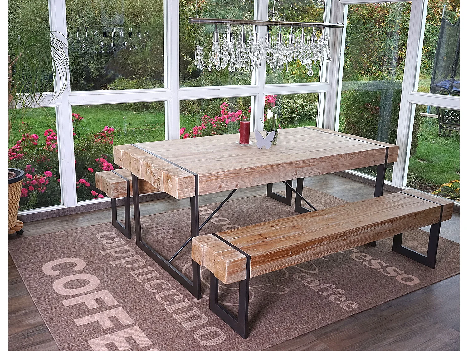 Eetkamergarnituur MCW-A15 (3-delig),  natuurlijke kleur 200cm