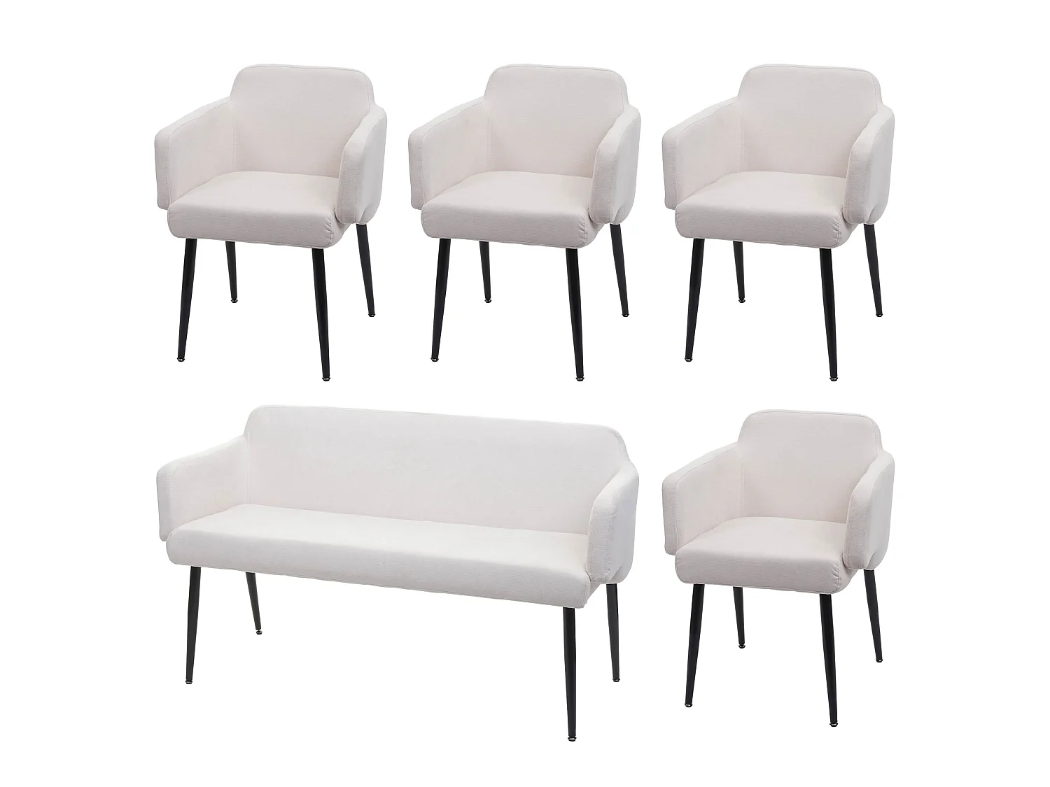 Zestaw do jadalni MCW-L13 (5 elementów),  kremowo-biały