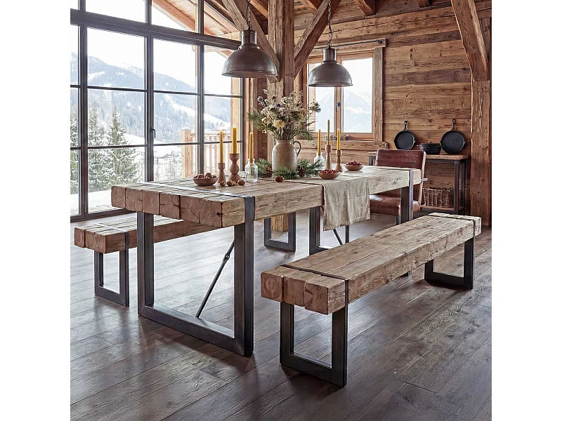 Esszimmergarnitur MCW-A15 (3-teilig), Naturfarben 180cm