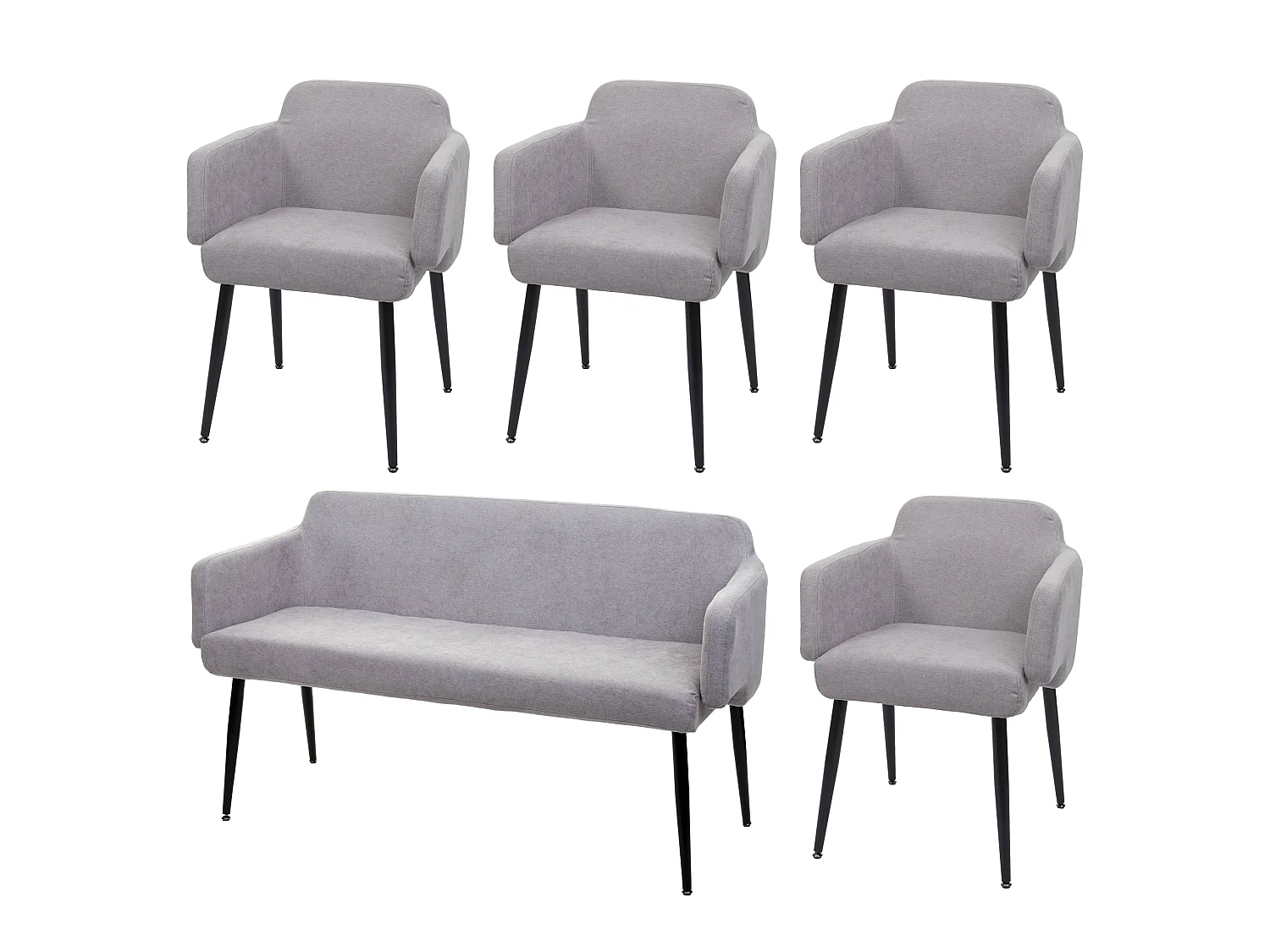 Esszimmer-Set MCW-L13 (5-teilig), Grau