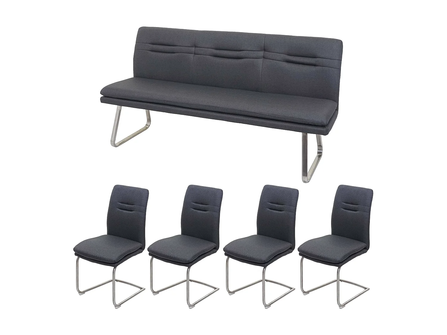 Eetkamer-set MCW-H70,  donkergrijs 180cm