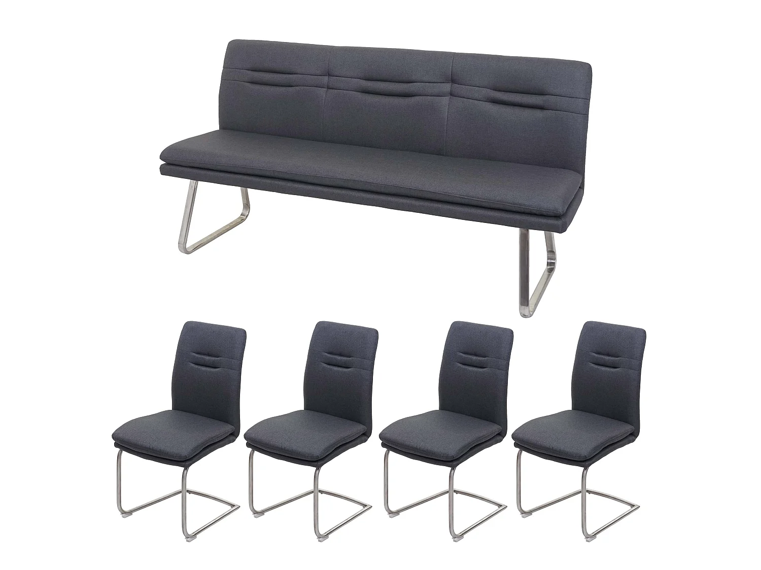 Esszimmer-Set MCW-H70, Dunkelgrau 180cm