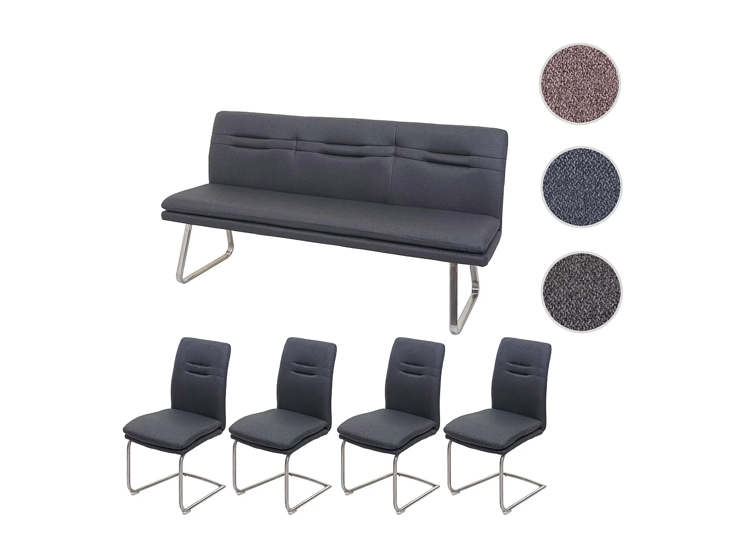 Esszimmer-Set MCW-H70, Dunkelgrau 180cm