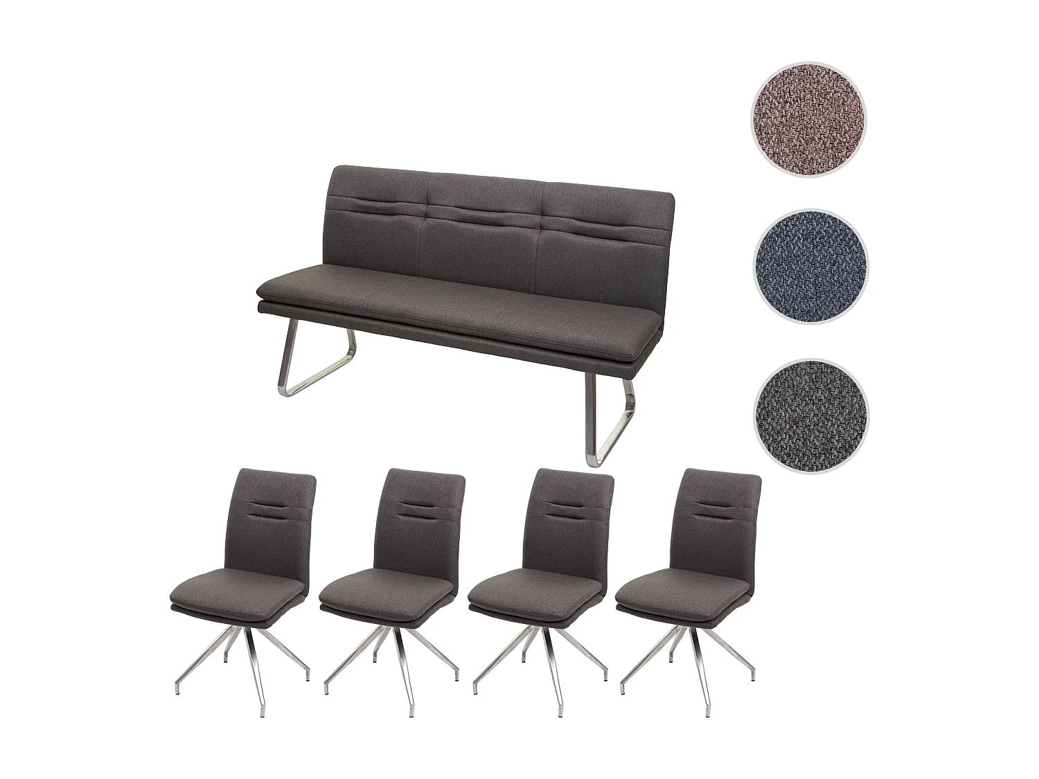 Eetkamer set MCW-H70,  grijsbruin 160cm