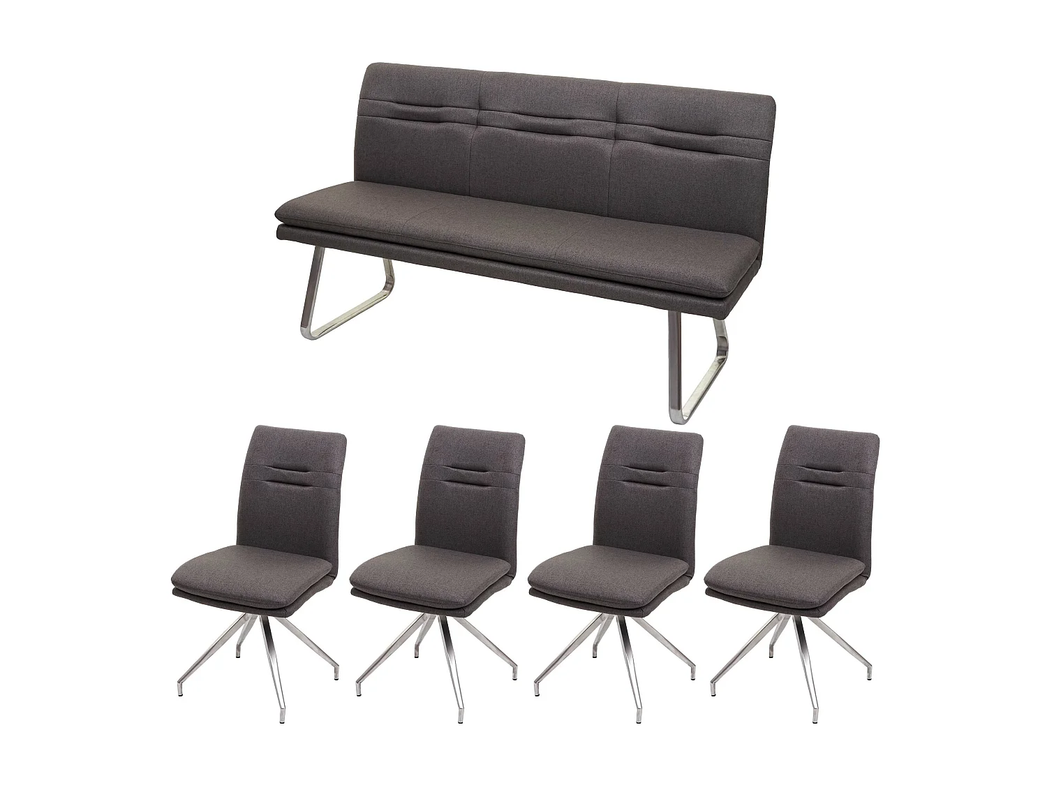 Esszimmer-Set MCW-H70, Grau-braun 160cm