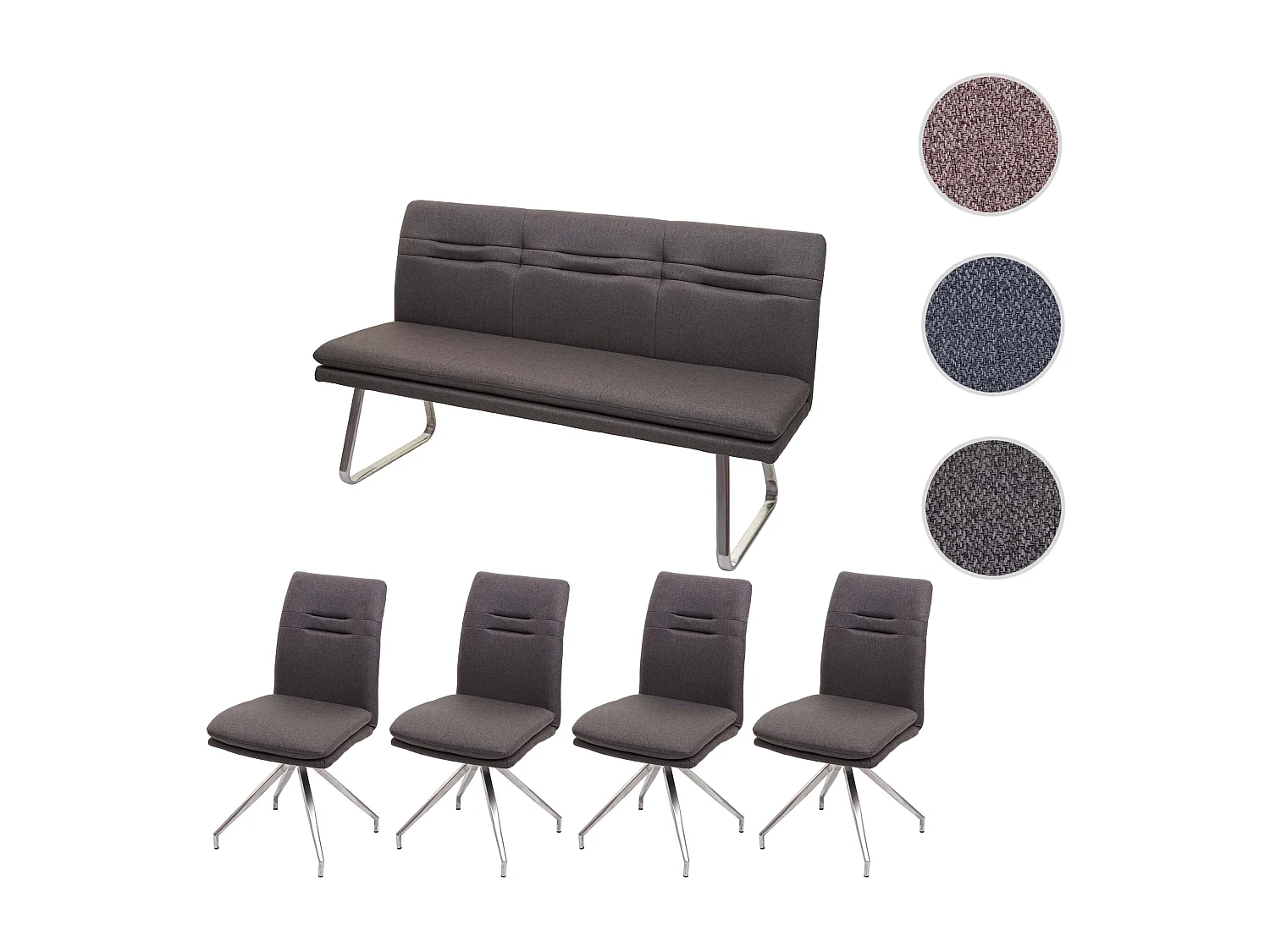 MCW-H70 Dining Set,  Grey-Brown, 160cm