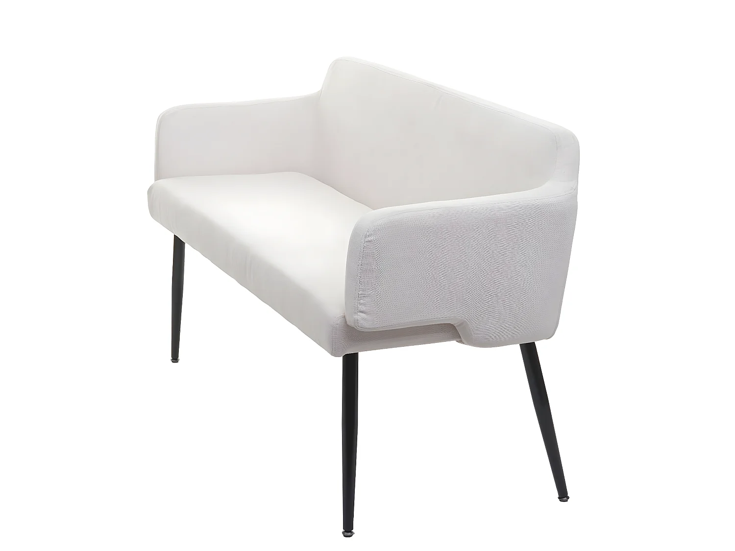 Set 2x sedie con braccioli e panca da interni elegante moderno MCW-L13 legno tessuto avorio bianco