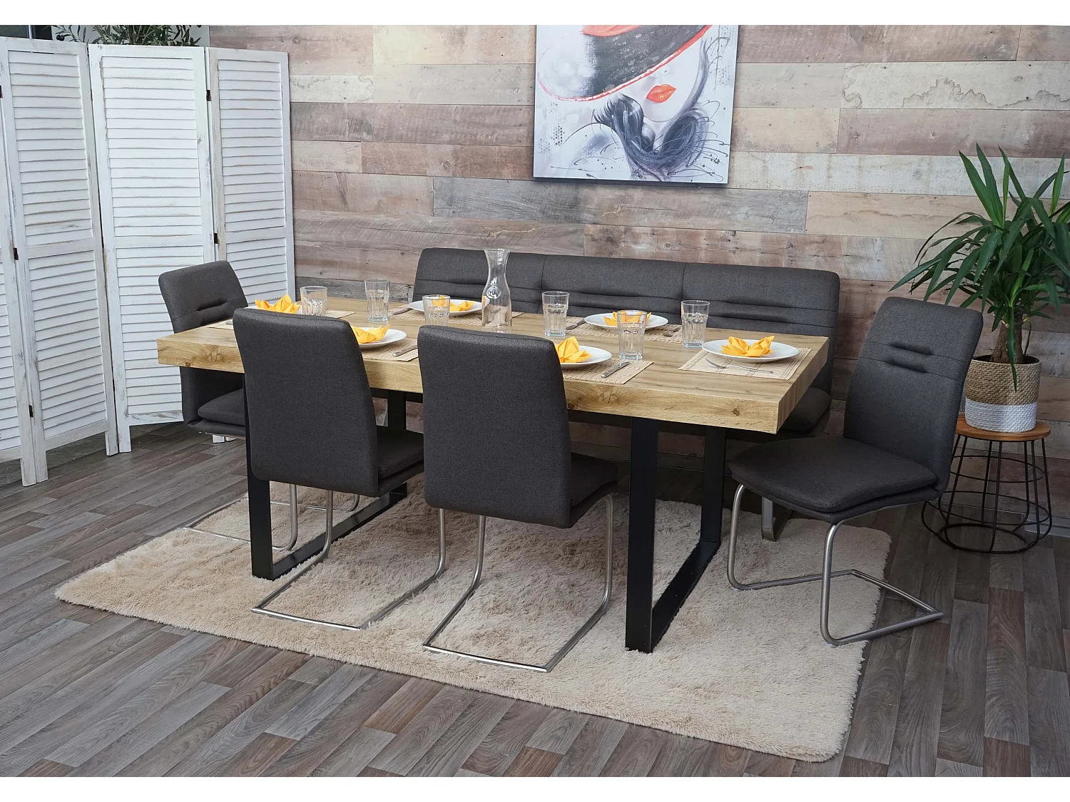 Esszimmer-Set MCW-H70, Grau-braun 180cm