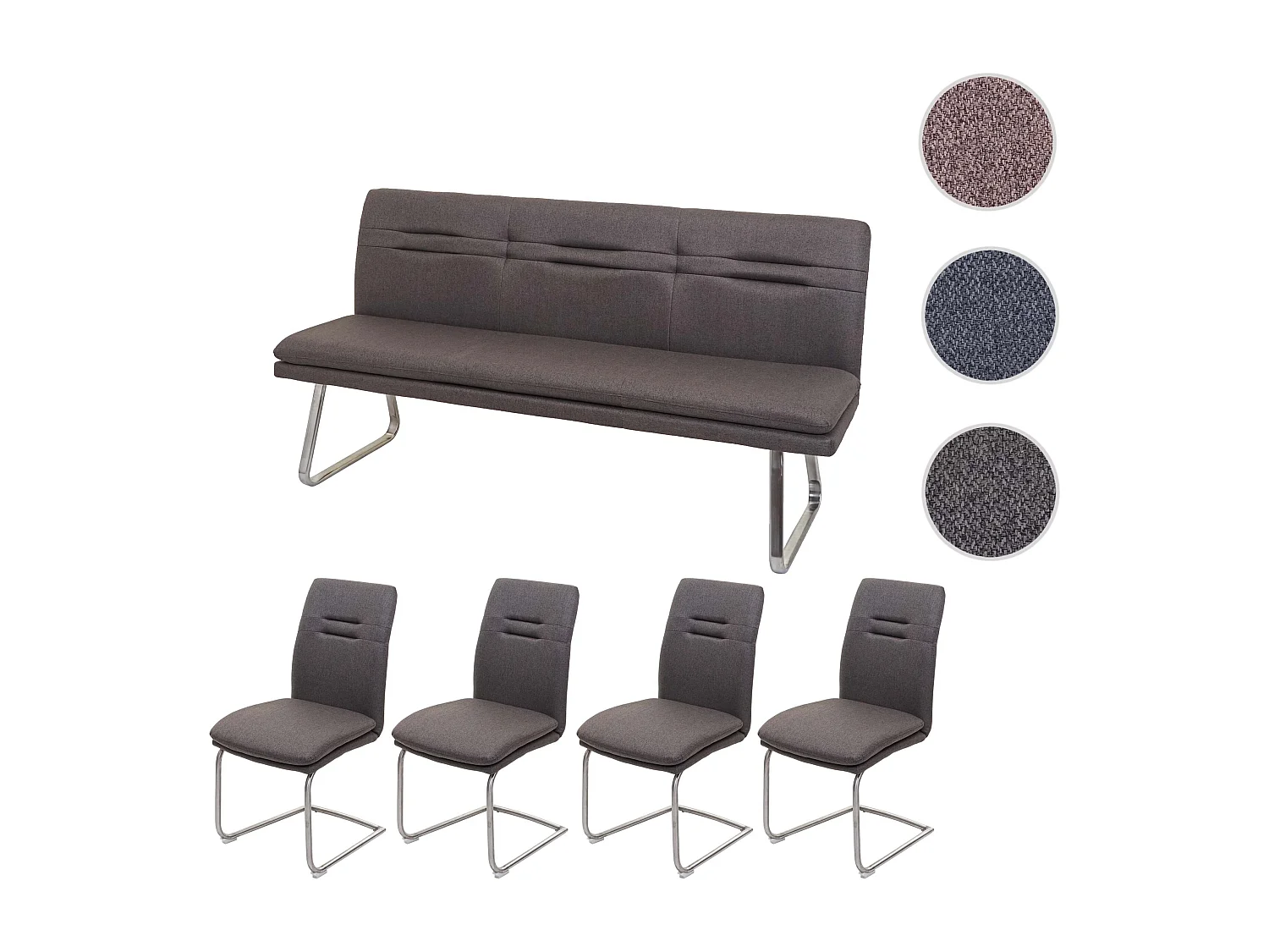 Esszimmer-Set MCW-H70, Grau-braun 180cm