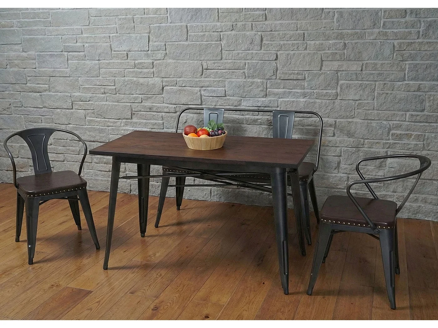 Esszimmer-Set MCW-H10 (4-teilig), Braun