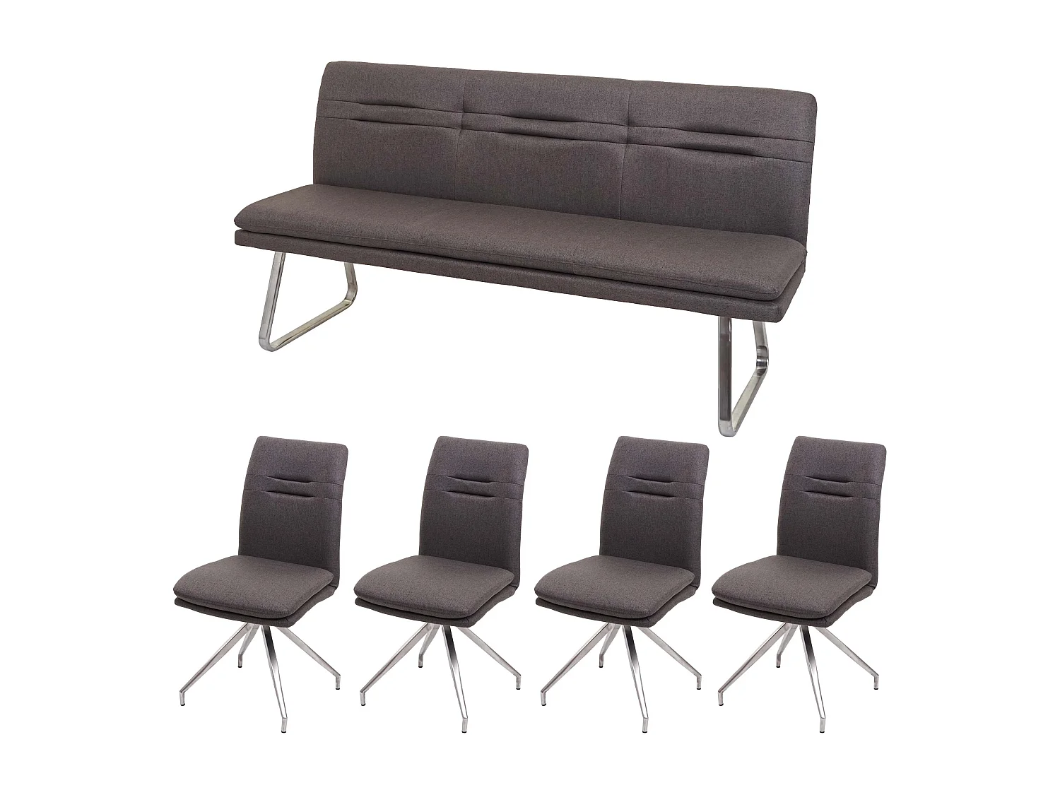 Esszimmer-Set MCW-H70, Grau-braun 180cm